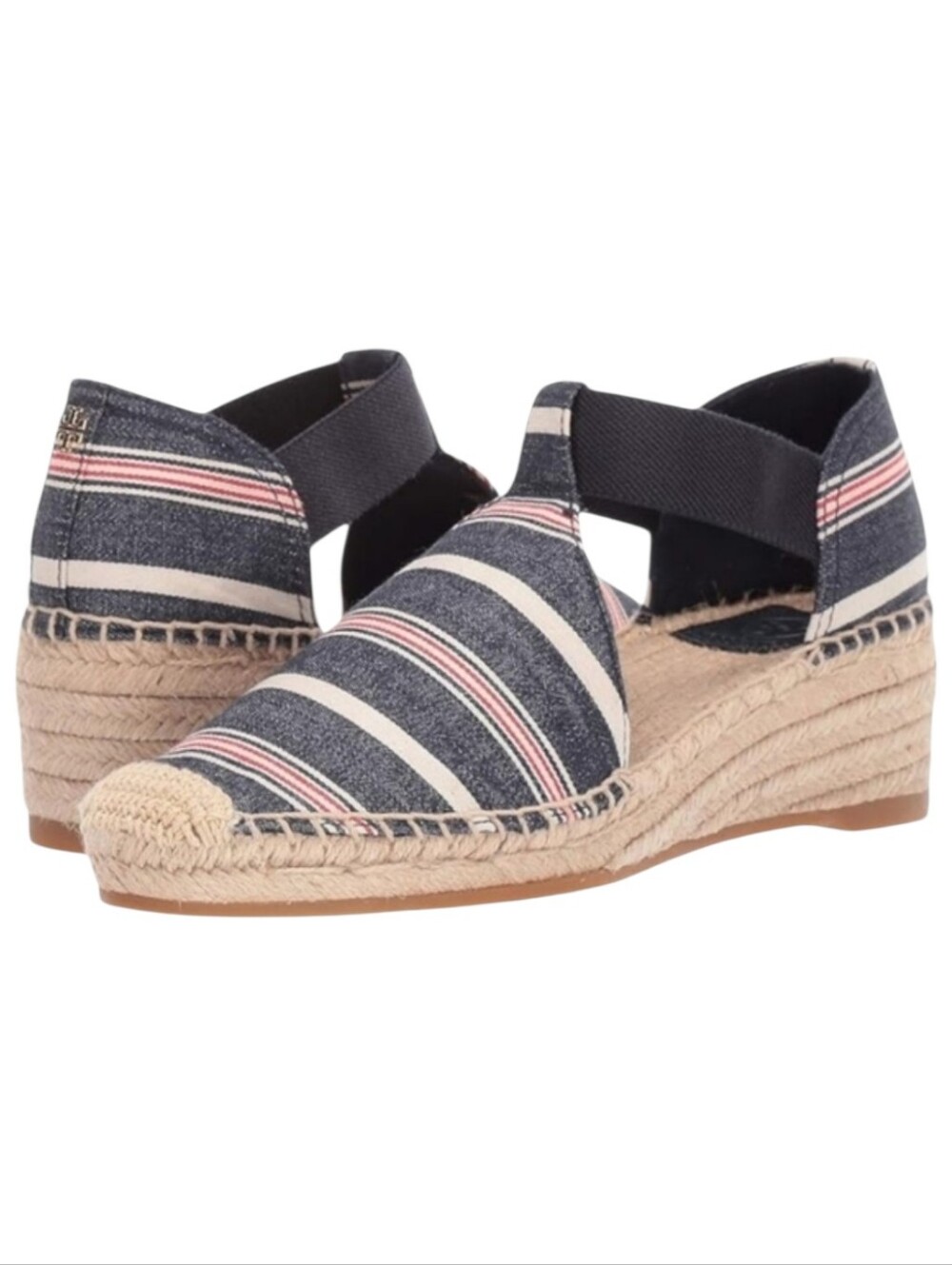 Tory Burch Catalina 3 50mm Espadrille Striped Canvas/Elastic Size 8